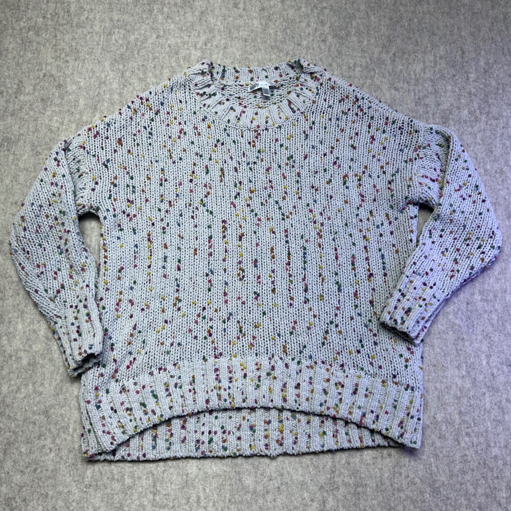 Seven 7 Confetti Pom Pom Knit Sweater Women's Small Crew Neck Multicolored